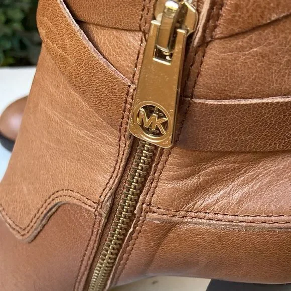 Michael Michael Kors Greenwich Belted Knee High Tan Wrapped Leather Boots Sz 5.5 - Picture 6 of 16